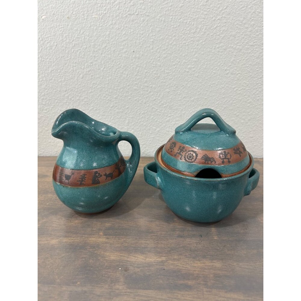 Always Azul Pottery Cream and Sugar Set